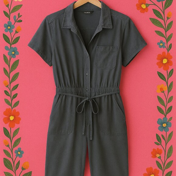 Eddie Bauer Pants - 🌺 Eddie Bauer Dark Gray Belted Jumpsuit – Size 2XL Plus